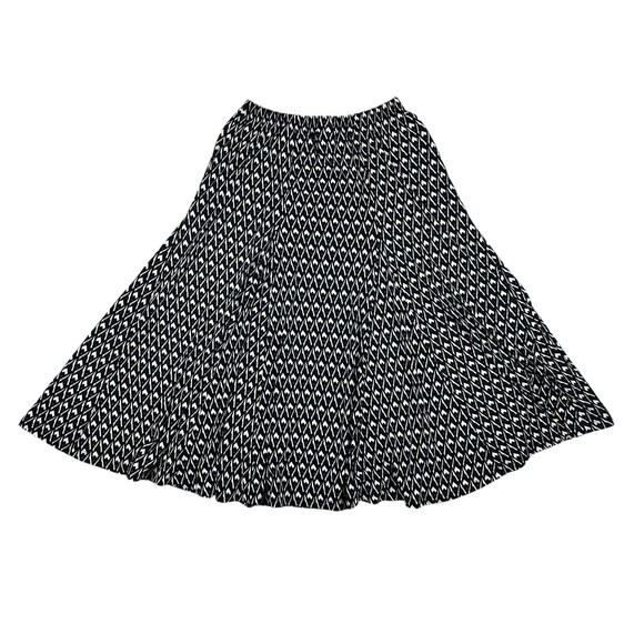 Blair Black Print A-Line Flared Jersey Knit Midi Skirt PS Packable Office Work - Picture 2 of 6